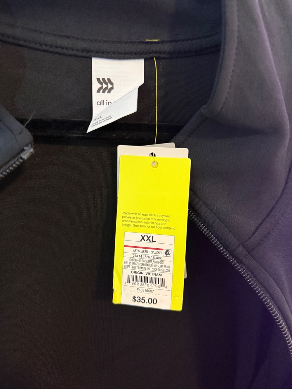 All In Motion Women’s XXL Airy Sleek Full Zip Jacket Black NWT - Picture 8 of 14